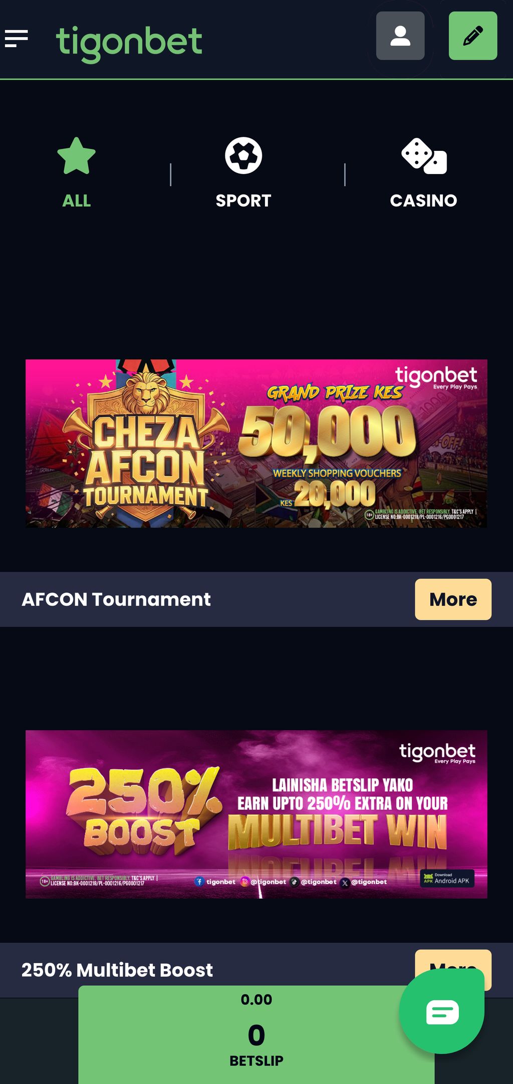 Tigonbet promotions