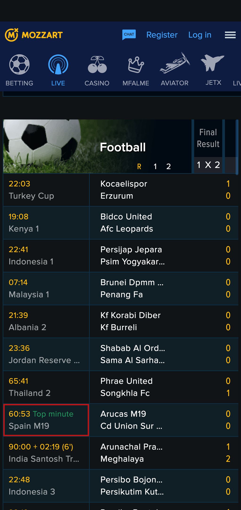 Mozzartbet live betting