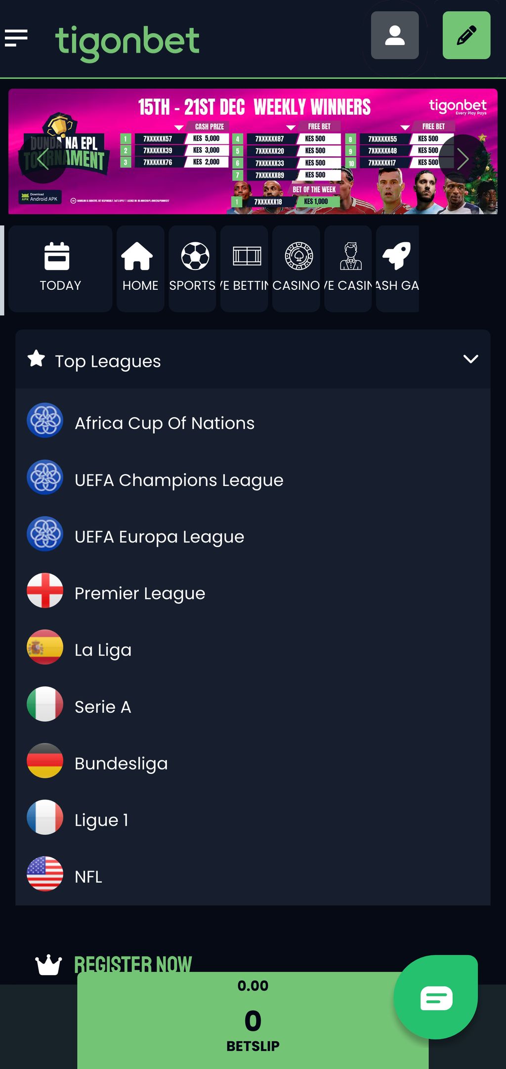 Tigonbet homepage