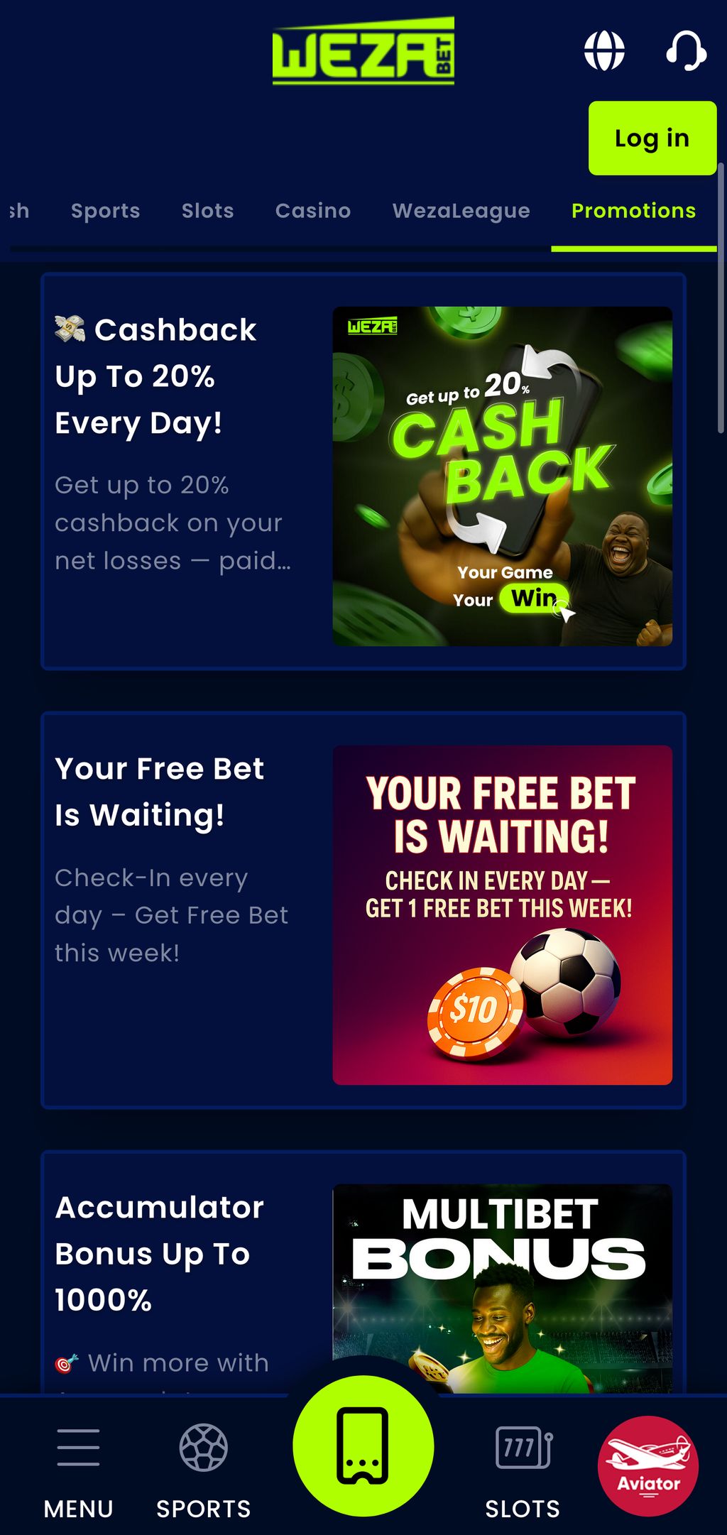 WezaBet promotions