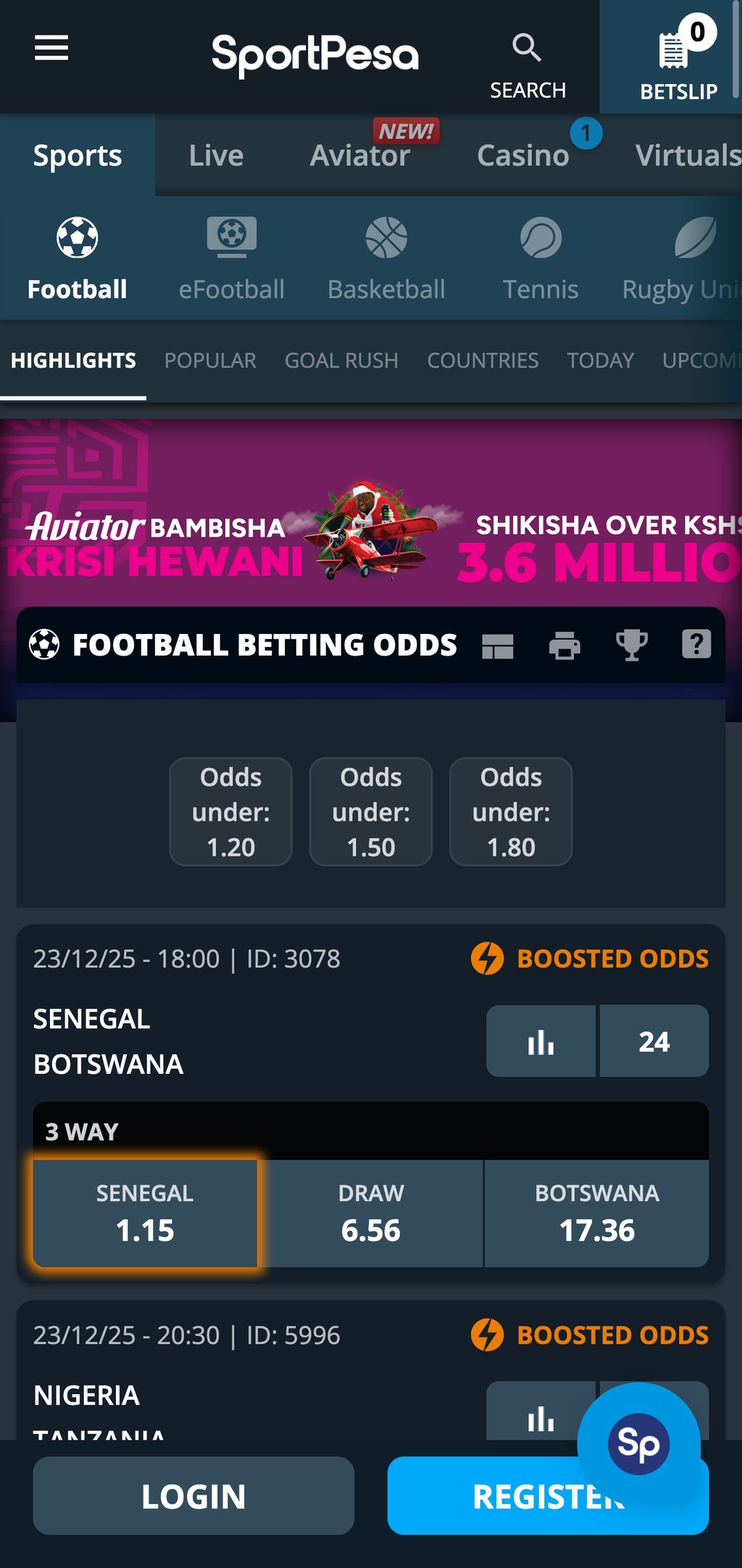SportPesa Kenya website